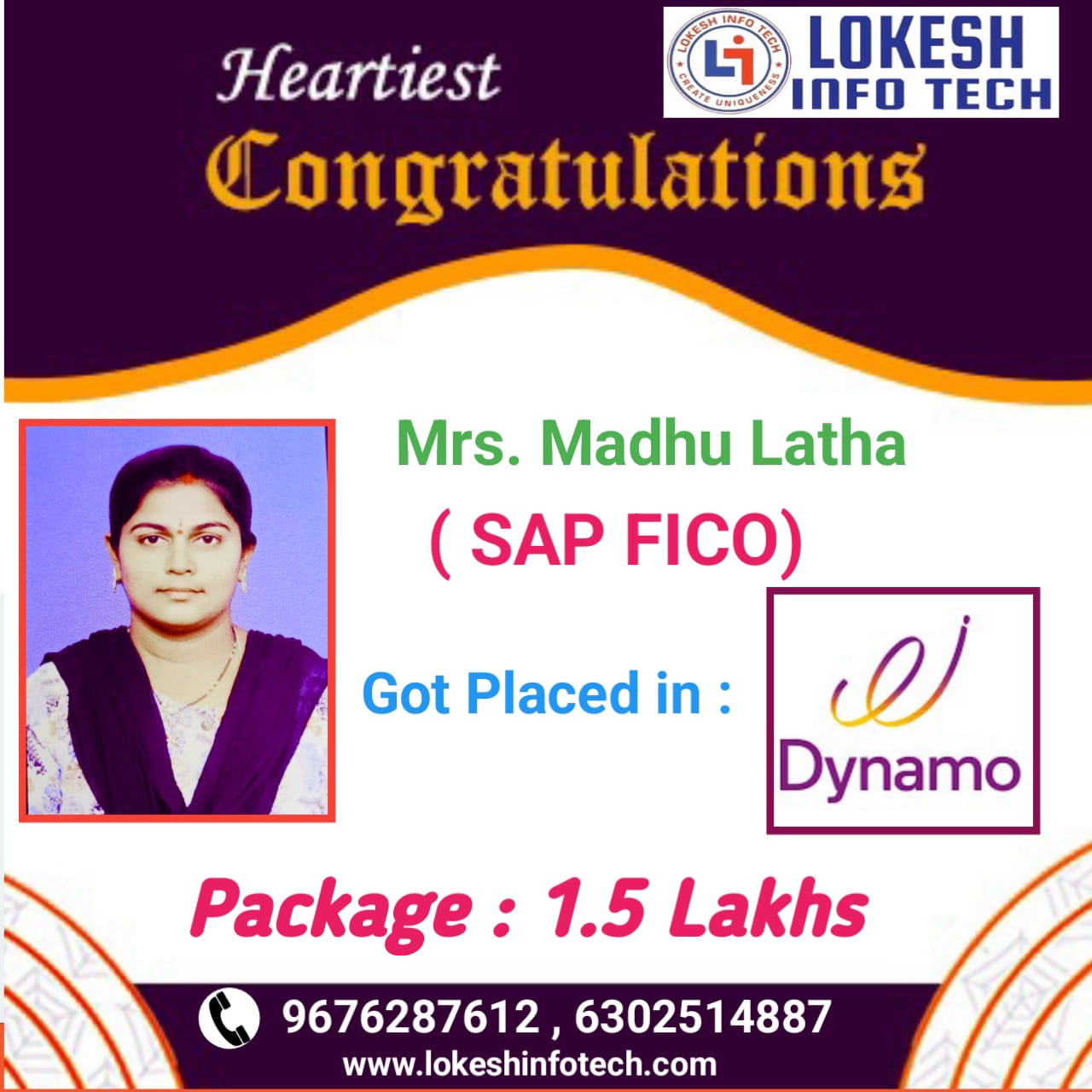 Mrs.Madhu Latha - Package - 1.5 Lakhs